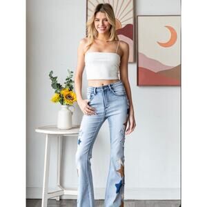 WASHED STAR PACTHWORK DENIM JEANS